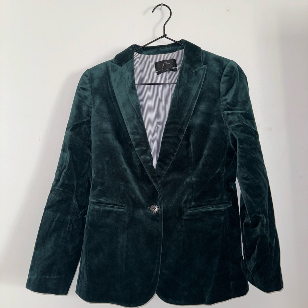 J. Crew Dark Green Velvet Blazer